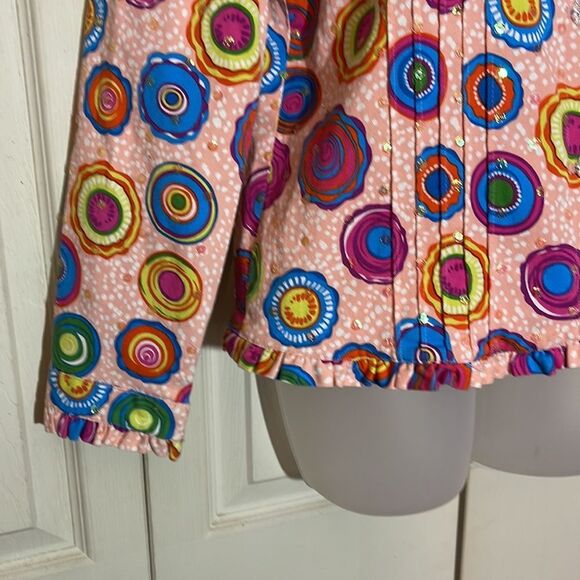 Redd Jeans Vibrant Sequin Pink Denim Jacket Large Circle Pattern 10 - Picture 6 of 16